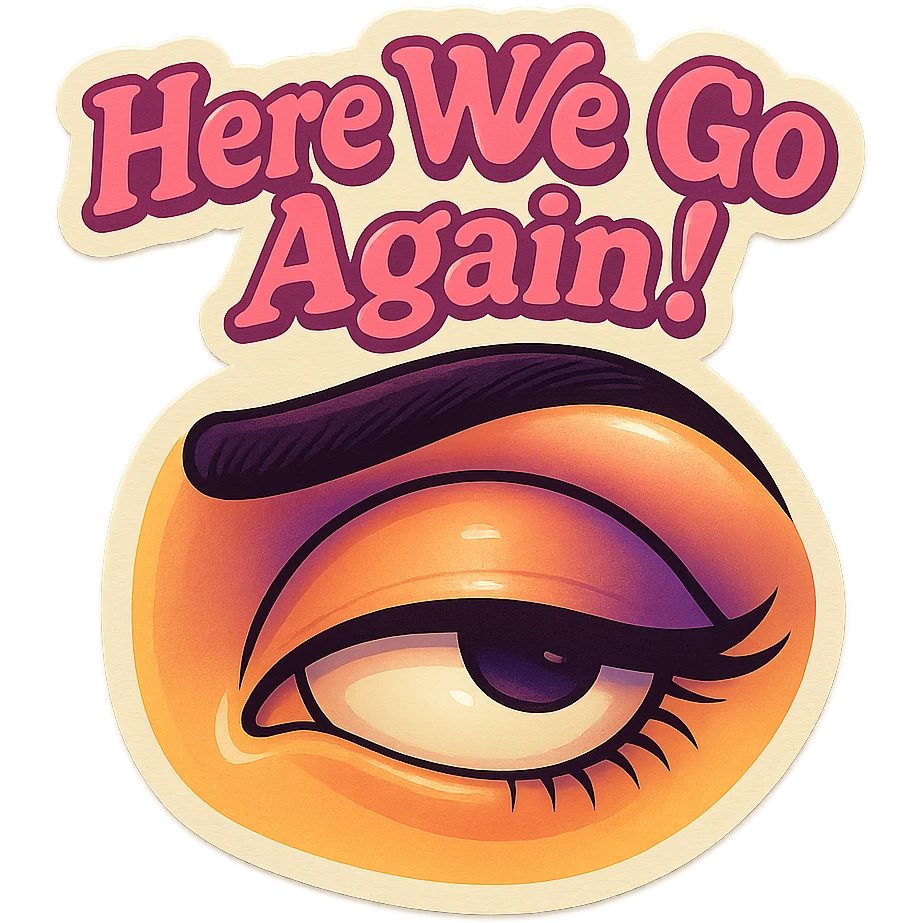Eye Roll 
add the words Here We Go Again!  in pink  emoji