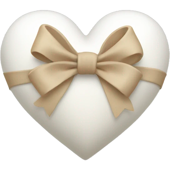 white heart with beige bow emoji