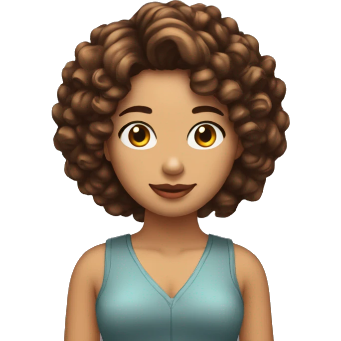 chica morena con cabello rizado emoji