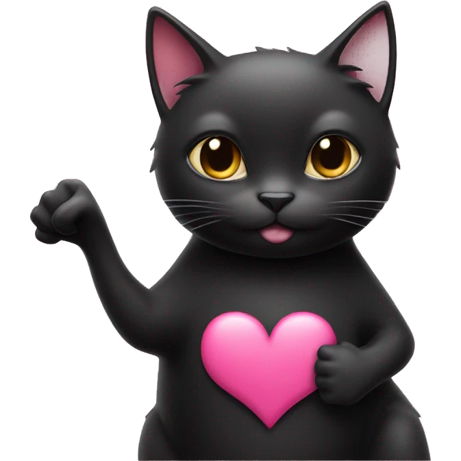 Black Cat inside of a pink heart giving a thumbs-up  emoji