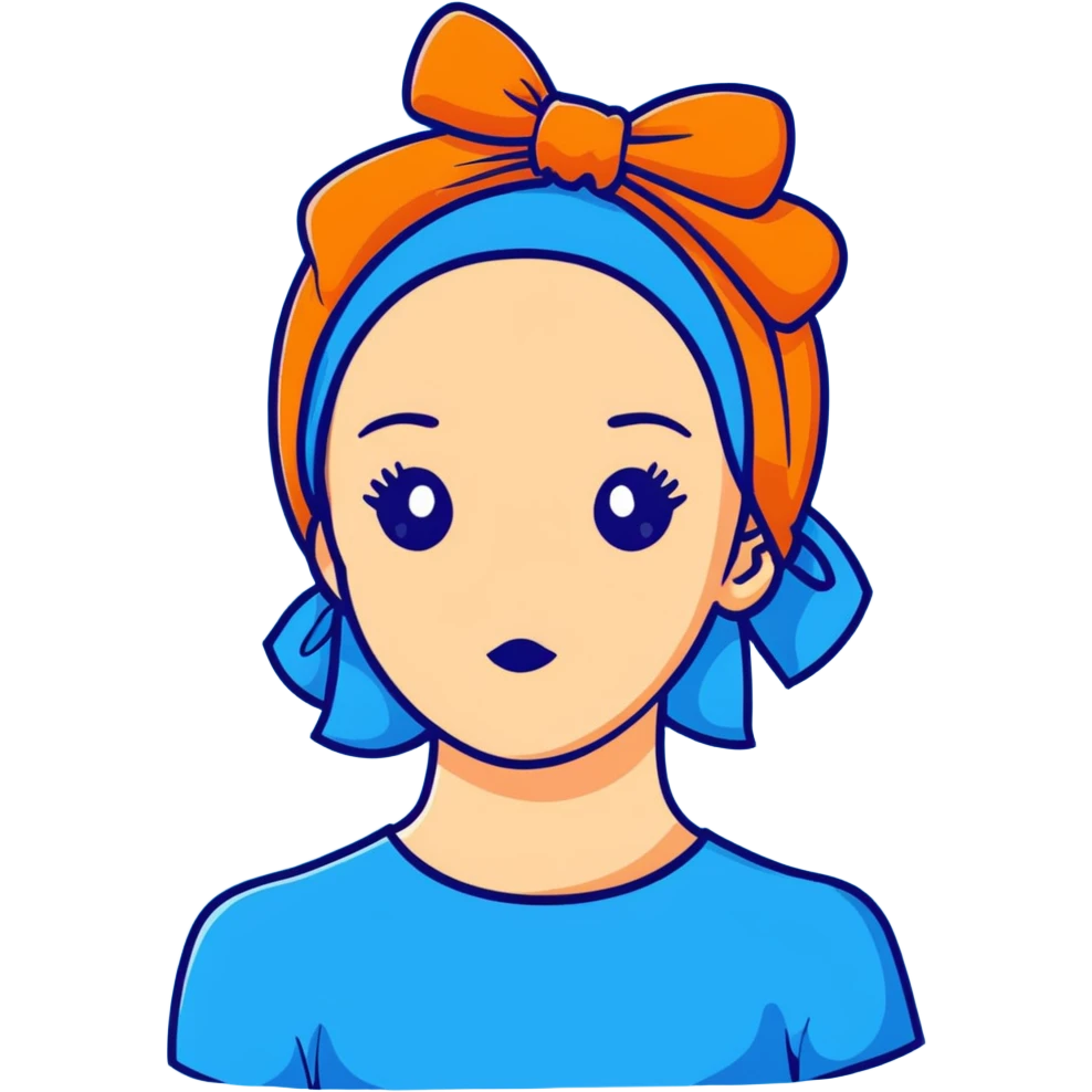 woman wearing a blue bow on her head emoji