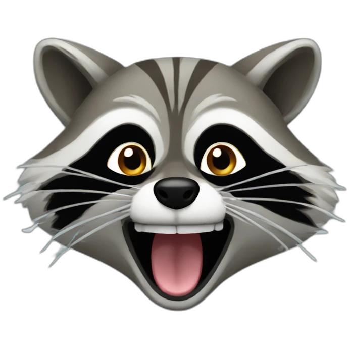 Raccoon opening mouth with smoke coming out of the mouth emoji