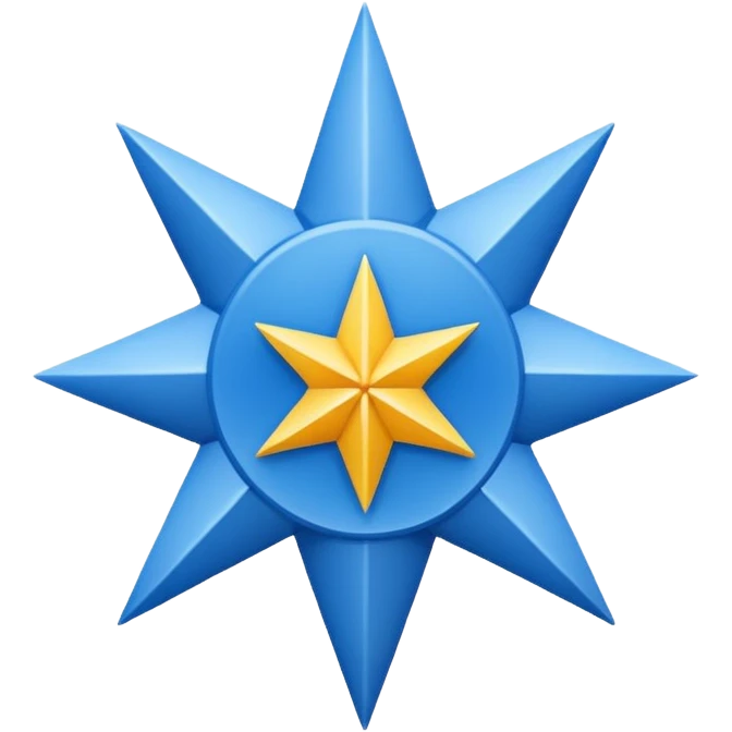 It is a blue mark in the shape of an eight-pointed star with a checkmark in the middle.  emoji