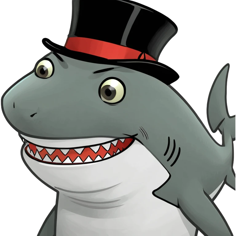 Shark with a top hat emoji