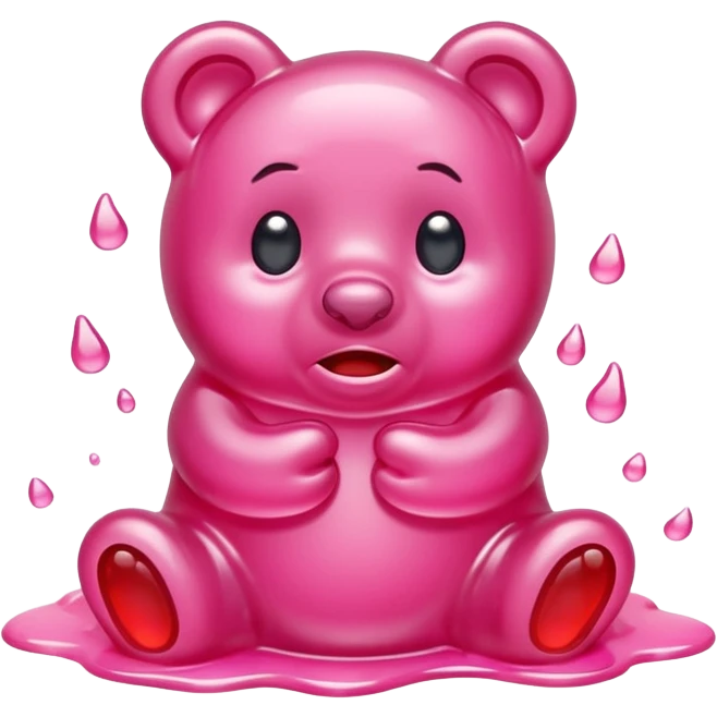 Crying blush Gummy bear melting into ground emoji