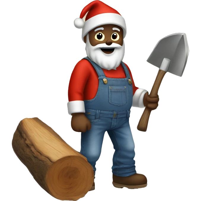 Santa chopping wood wearing jeans emoji