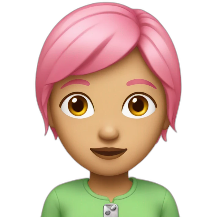 GIRL IN A GREEN FLAT AND PINK CKERT emoji