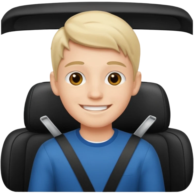 smiling boy in car interior emoji