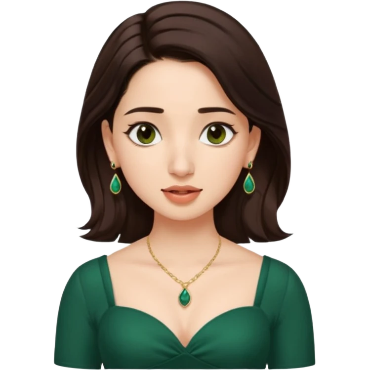 pretty bratz genmoji that looks like tamannah bhatia (bollywood actress), wearing a dark green sweetheart neckline top, dark brown hair, light makeup, no necklace, dangly earrings, side hair part, fair. dark brown eyes


Show her coughing emoji
