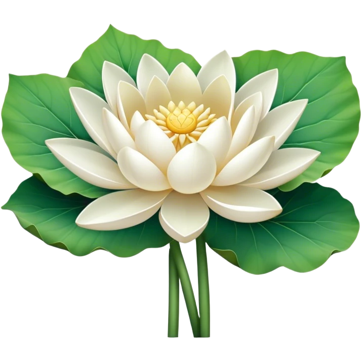 bouquet white Nymphaea lotus,stem, lotus leaf emoji