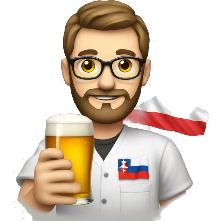 Czech nerd Programmer with beer, computer and czech flag emoji