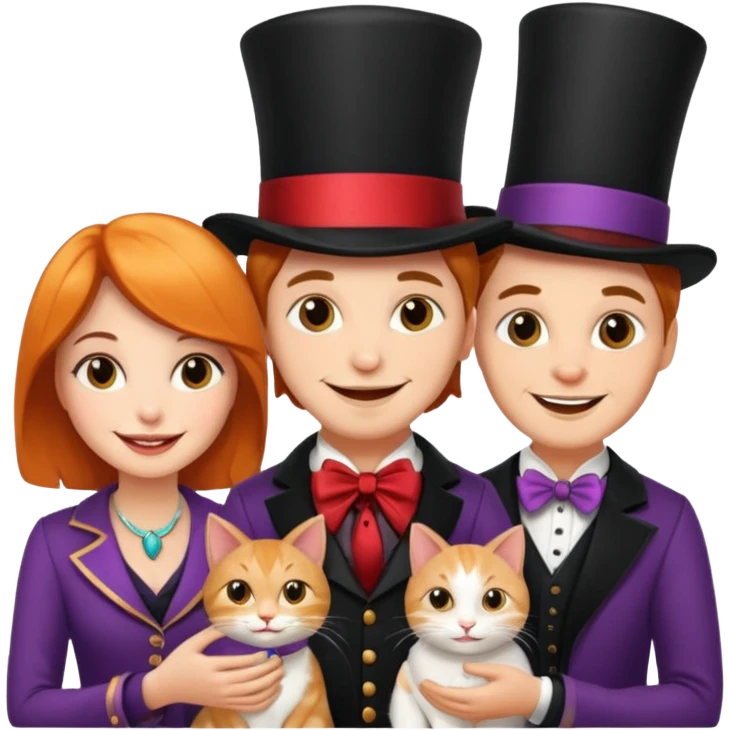 magician couple and their pet cat emoji