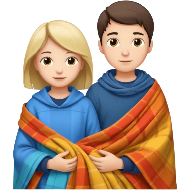 Boy and girl carrying blanket for sell emoji