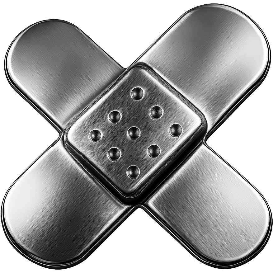bandage, shiny metallic chrome style emoji