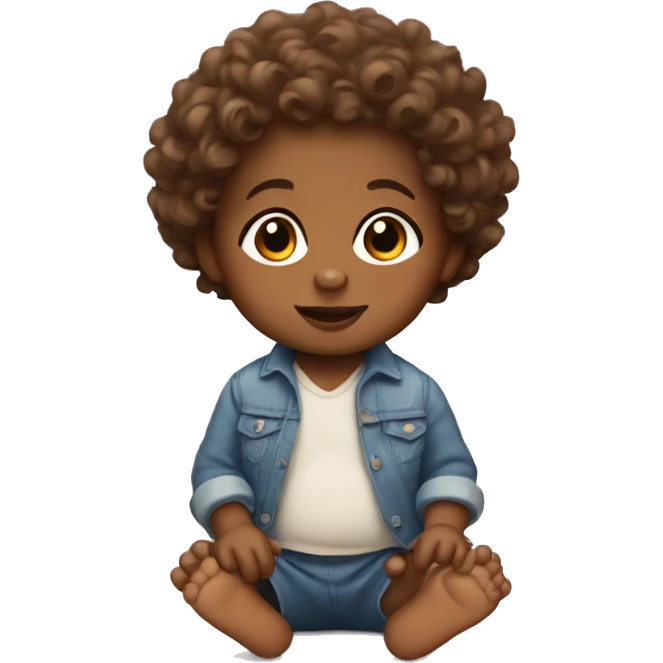 Brown-skinned baby with curly hair emoji