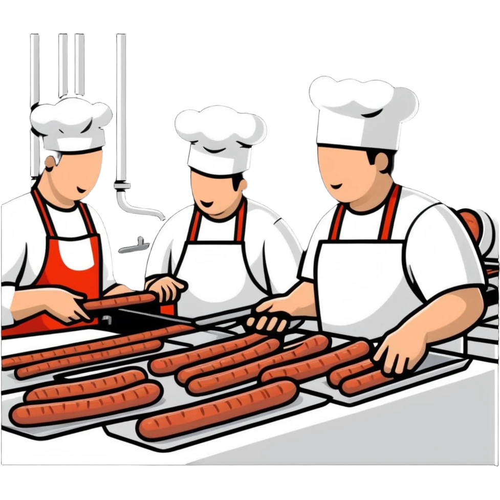 food factory making sausages with production line emoji