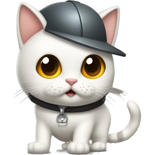 Gato con casco andando en monociclo en la cuerda floja emoji
