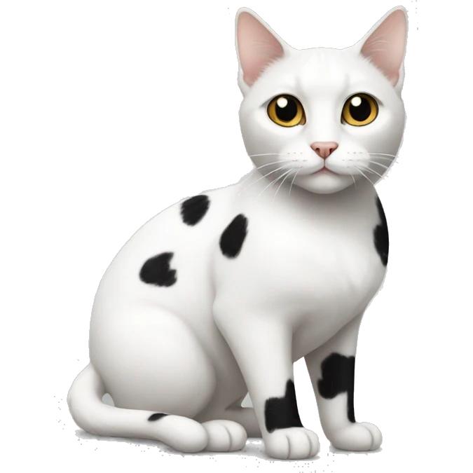 White cat with black patches and only three legs emoji