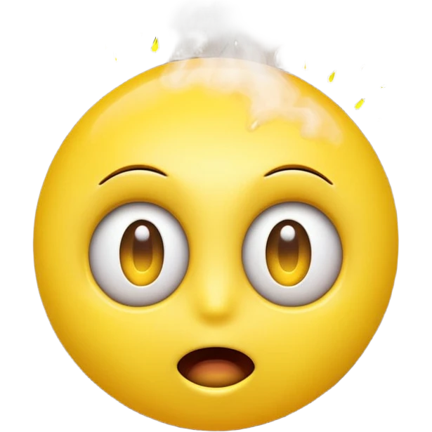 Yellow emoji face with eyes popping out like a spring, steam coming from ears, extreme shock, 3D glossy texture, vibrant colors." emoji