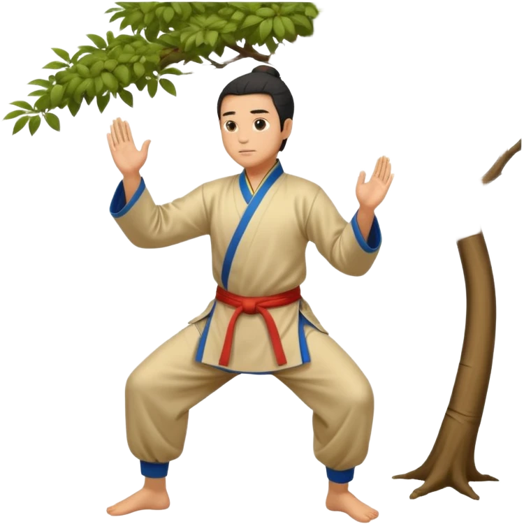 pratiquant de qi gong en position de l'arbre emoji