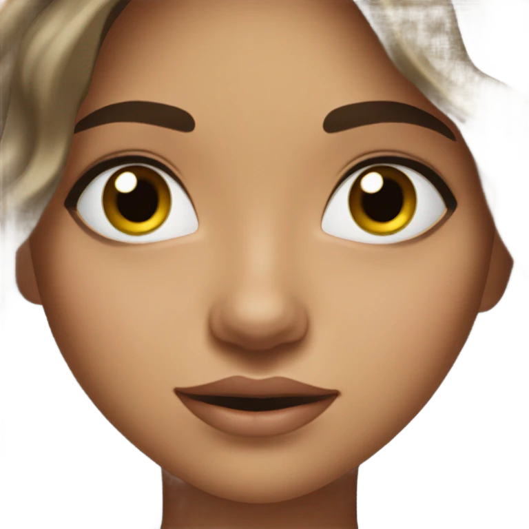 Brunette, long wavy hair, girl emotions black eyes and mascara  emoji