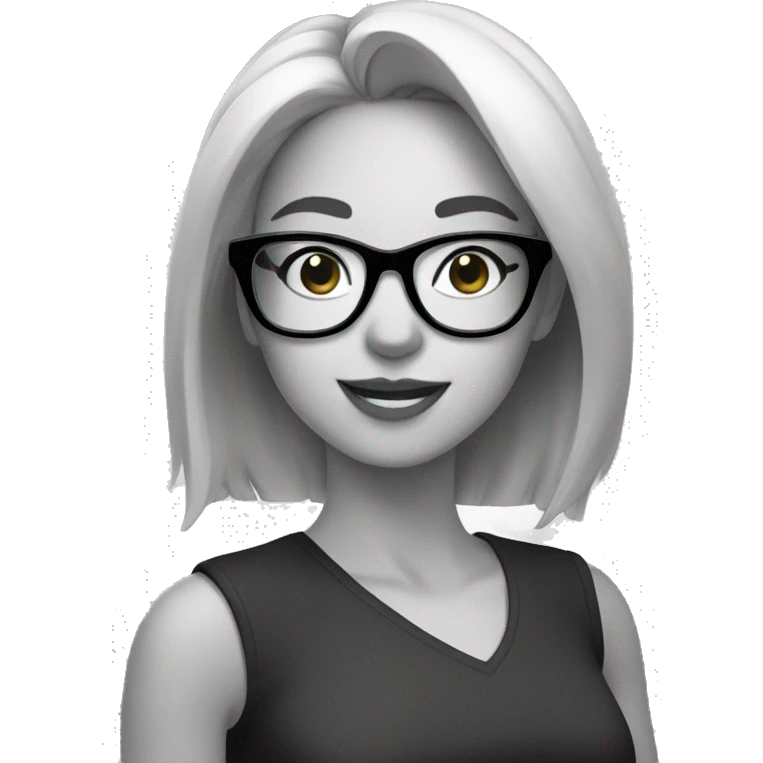 girl taking monochrome selfie in glasses emoji
