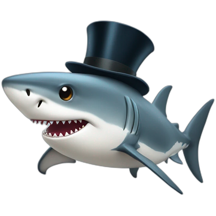 Shark with a top hat emoji
