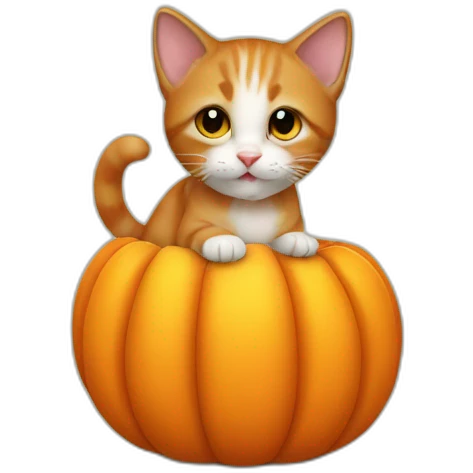 kitten in pumpkin emoji