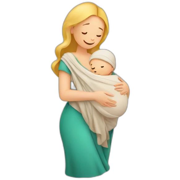 European pregnancy Babywearing mom with baby and wrap emoji