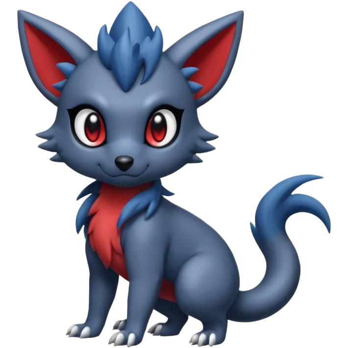 Cute cool handsome baby Poochyena-Zorua-Absol-Salandit-fusion (full body) emoji