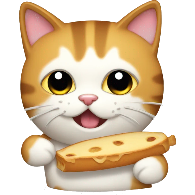 Un gato comiendo pan emoji
