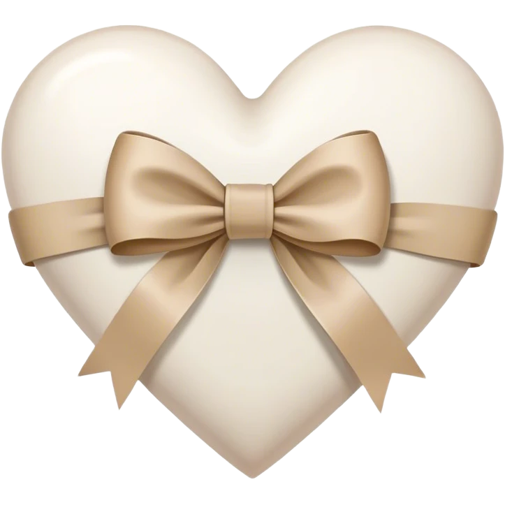 white heart with beige bow emoji