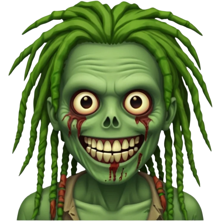 Make a image of a zombie with dreads make it like a emoticon not as scary emoji