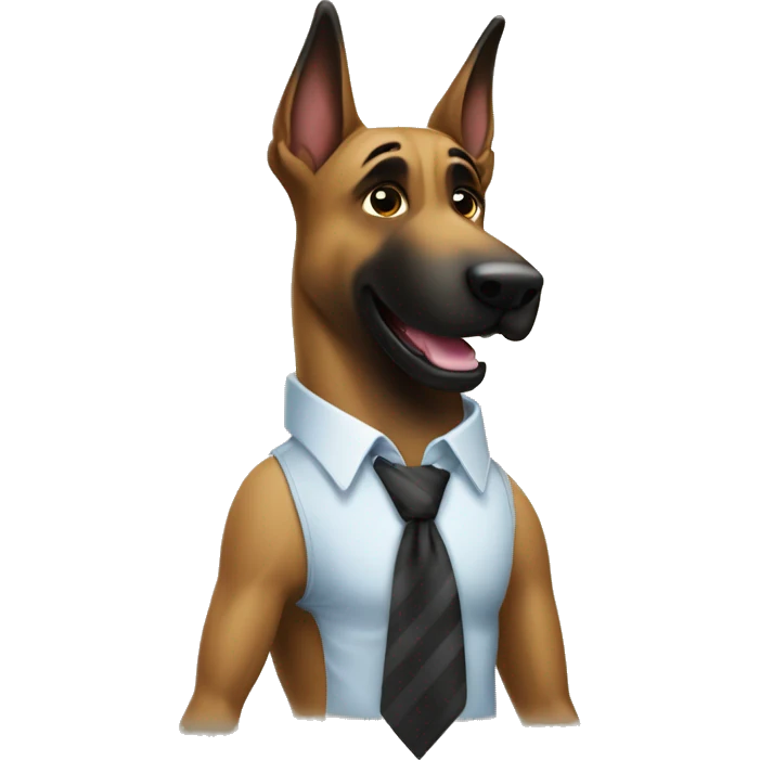 malinois qui danse avec une chemise et cravate  emoji