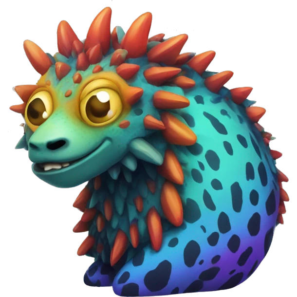 a colorful edgy vernid-fionbri-animal-creature with splash patterns full body emoji