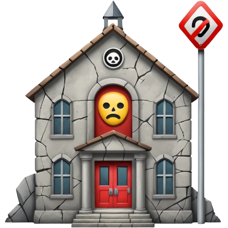 school building forbidden sign emoji
