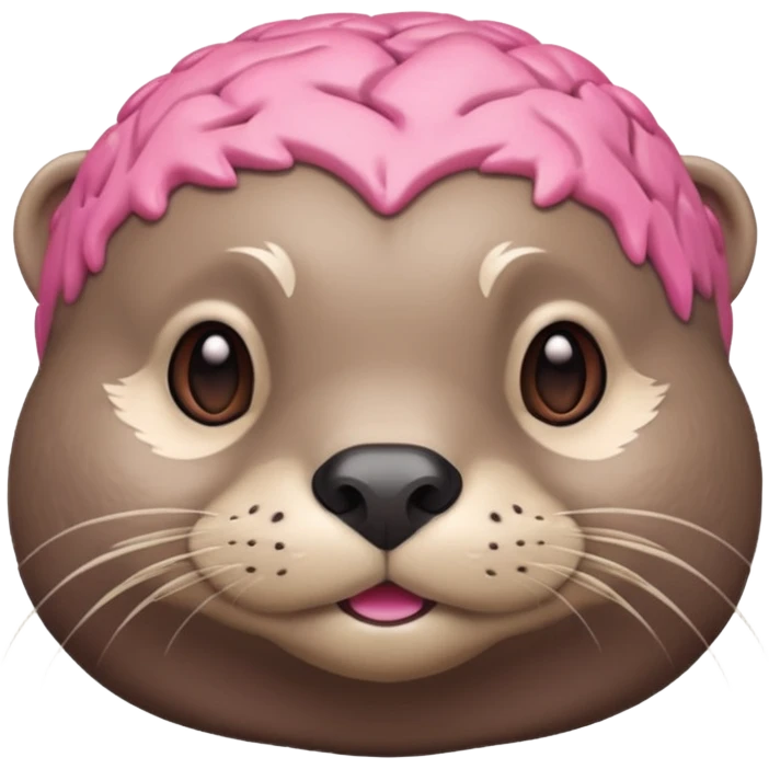 generate an otter with a very big  pink brain, sarcastic emoji