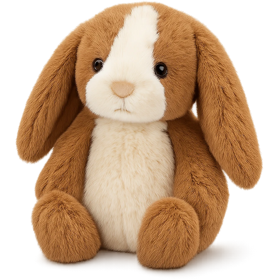 cute brown and white holland lop jellycat bunny plushie emoji