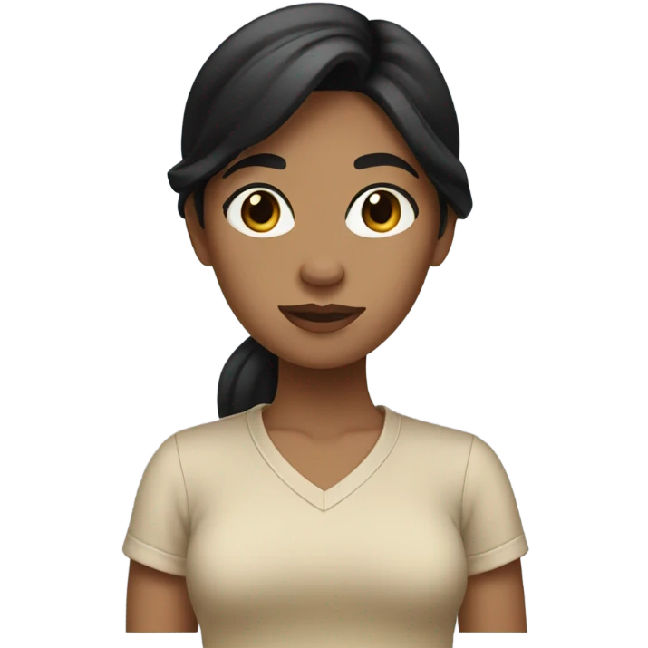 girl black hair, on beige shirt emoji