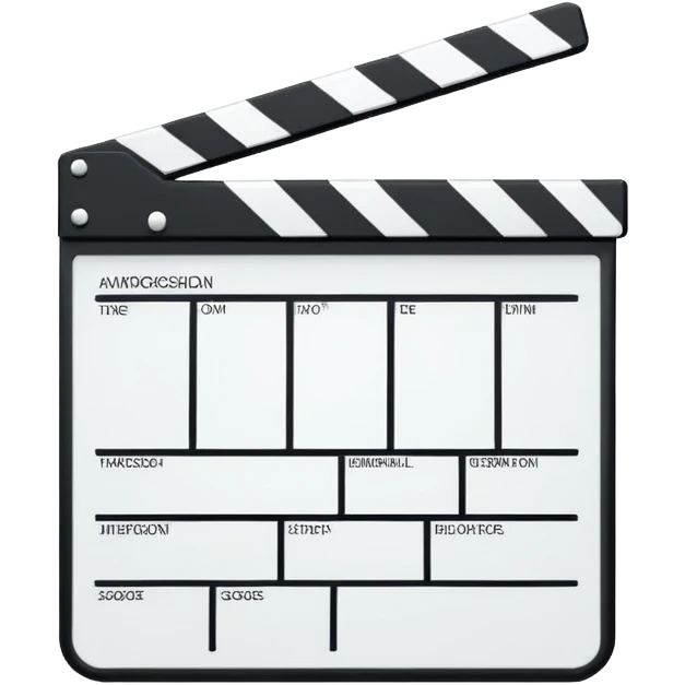 movie clapperboard with geometric outline, precise thin black lines and only one diagonal line crossing through, clean design emoji