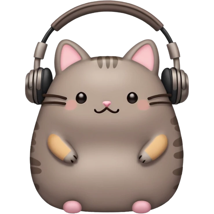 Pusheen with earphones  emoji