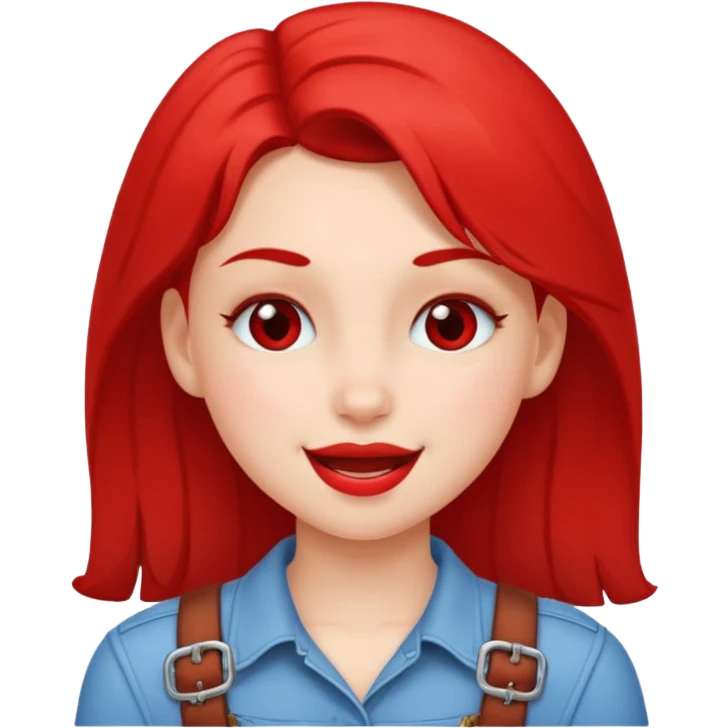 girl with red buckles, winking emoji