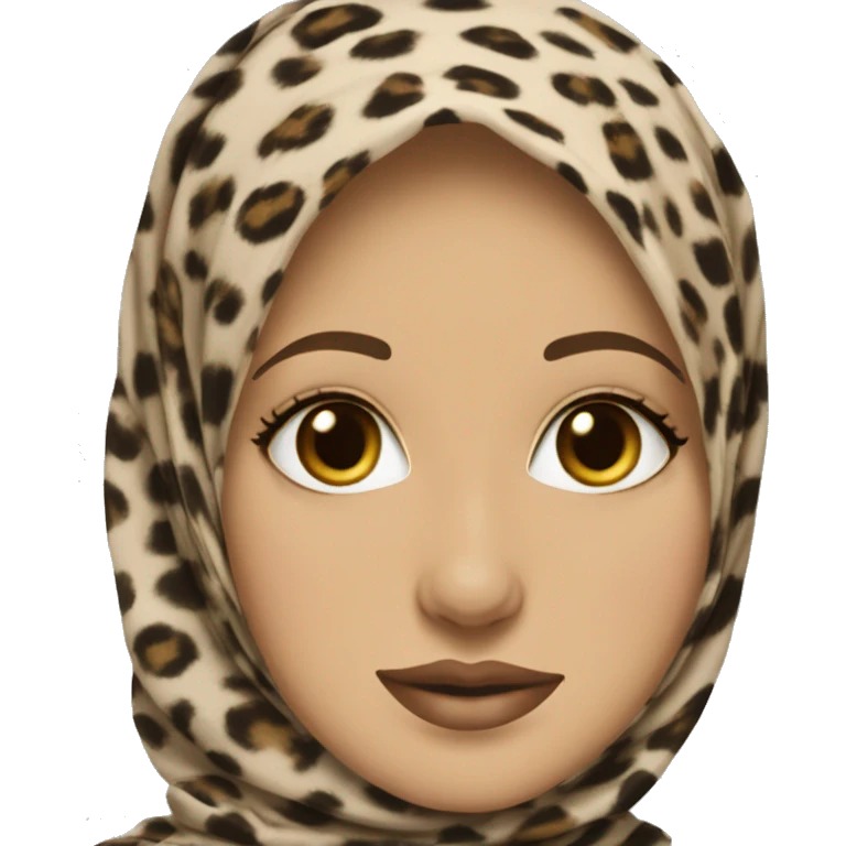 Pretty hijabi in leopard print hijab  emoji