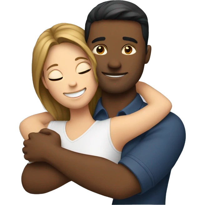 Woman hugging man emoji