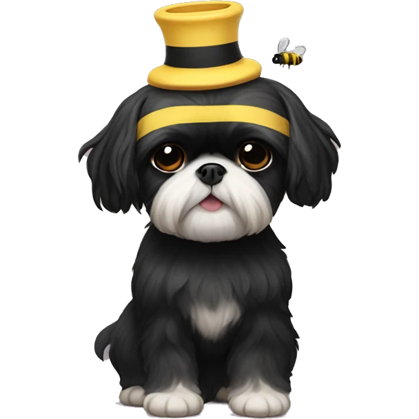 Black Shih tzu wearing bee costume  emoji