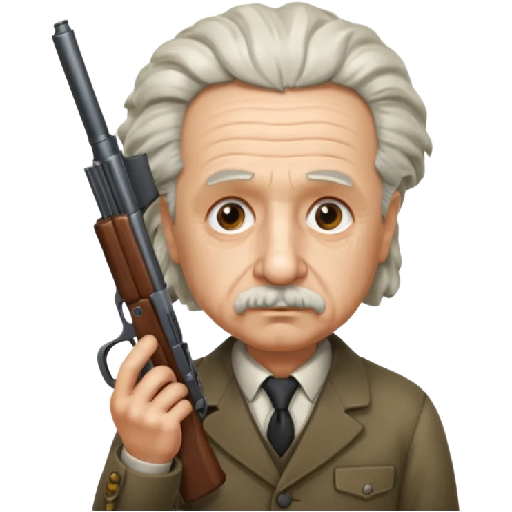 Albert Einstein holding a gun emoji
