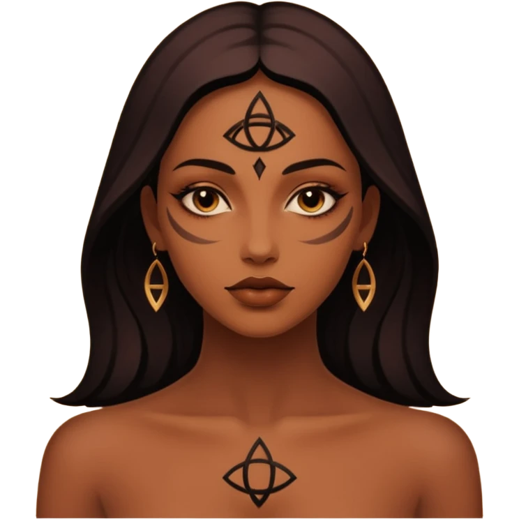 Dark oil traced over woman’s skin forming occult symbols, sensual devotion emoji