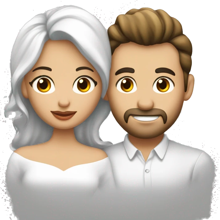 beso pareja mujer blanca pelo lacio y hombre moreno pelo rizado emoji