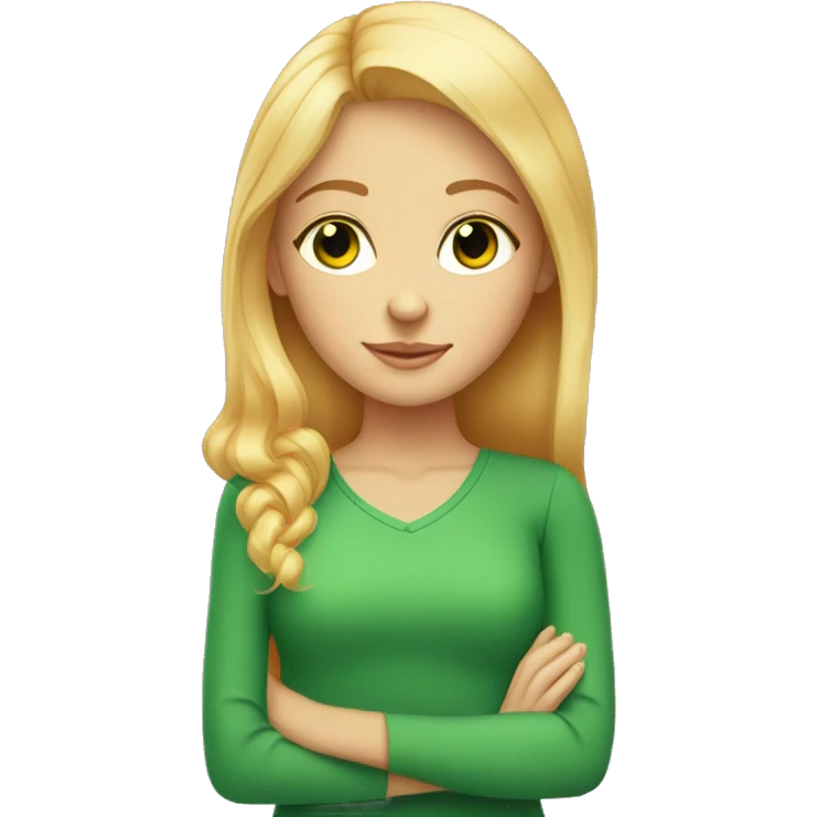 Blonde hair Girl with green eyes and orange cat emoji
