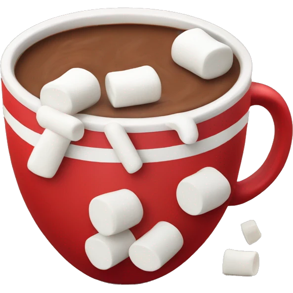 red mug of hot chocolate with marshmallows emoji